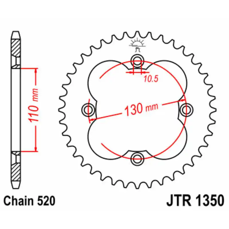 Couronne JT SPROCKETS acier standard 1350 – 520 Nouvelle Collection
