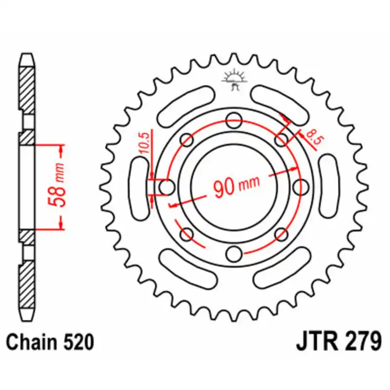 Couronne JT SPROCKETS acier standard 279 – 520 Promotion