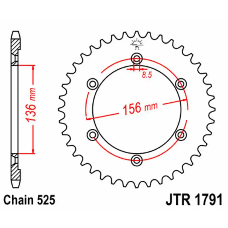 Couronne JT SPROCKETS acier standard 1791 – 525 Prix Promo