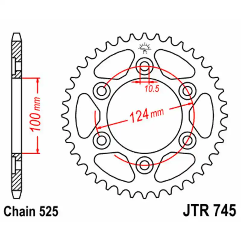 Couronne JT SPROCKETS acier standard 745 – 525 Dernier Modèle