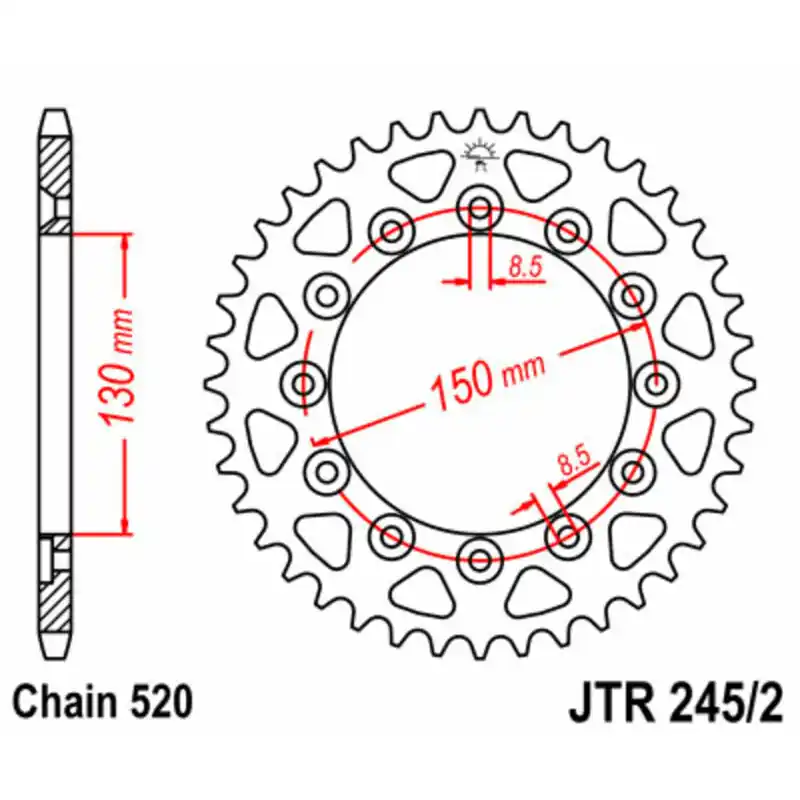 Soldes Couronne JT SPROCKETS acier standard 245/2 – 520
