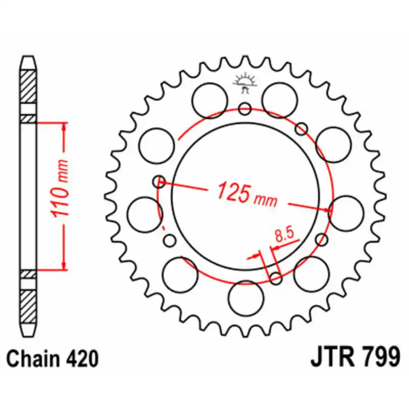 Haute Qualité Couronne JT SPROCKETS acier standard 799 – 420