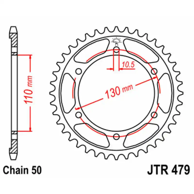 Couronne JT SPROCKETS acier standard 479 – 530 Réduction