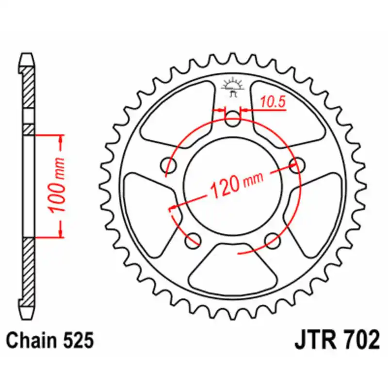Couronne JT SPROCKETS acier standard 702 – 525 Dernier Modèle