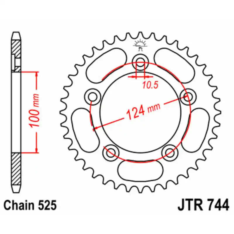 Couronne JT SPROCKETS acier standard 744 – 525 Petit Prix
