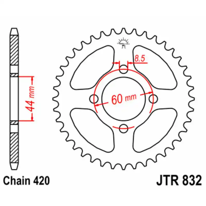 Quantité Limitée Couronne JT SPROCKETS acier standard 832 – 420