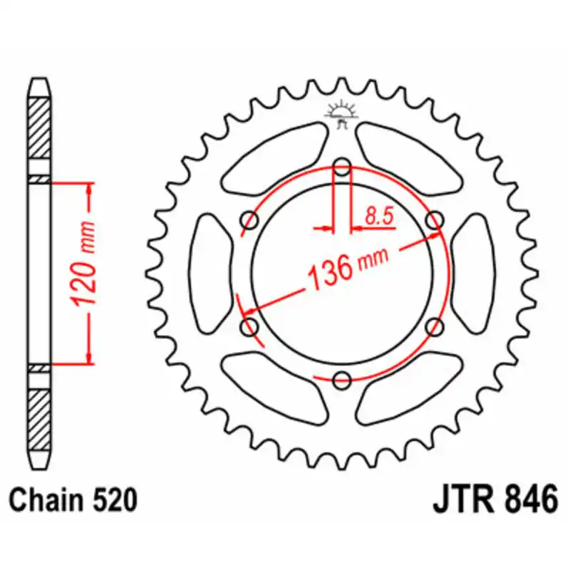 Jusqu&rsquo;à Épuisement Des Stocks Couronne JT SPROCKETS acier standard 846 – 520