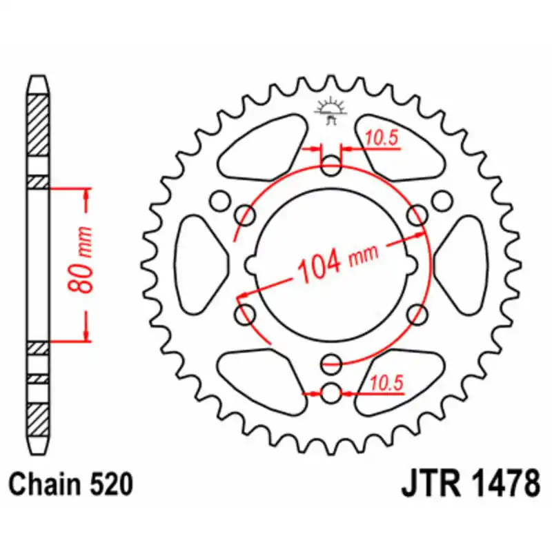 Couronne JT SPROCKETS acier standard 1478 – 520 Offre Exclusive