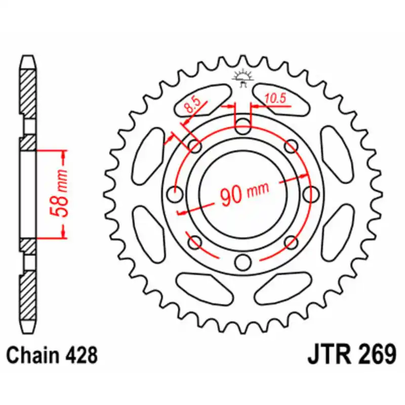 Réduction Couronne JT SPROCKETS acier standard 269 – 428