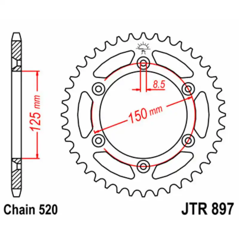 Soldes Couronne JT SPROCKETS acier standard 897 – 520