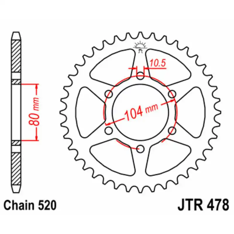 Couronne JT SPROCKETS acier standard 478 – 520 Bon Plan