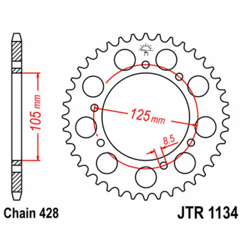 Réduction Couronne JT SPROCKETS acier standard 1134 – 428