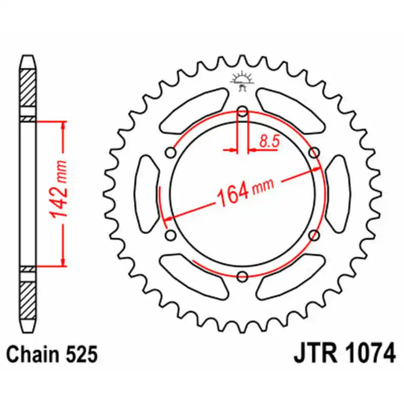 Couronne JT SPROCKETS acier standard 1074 – 525 Certifié