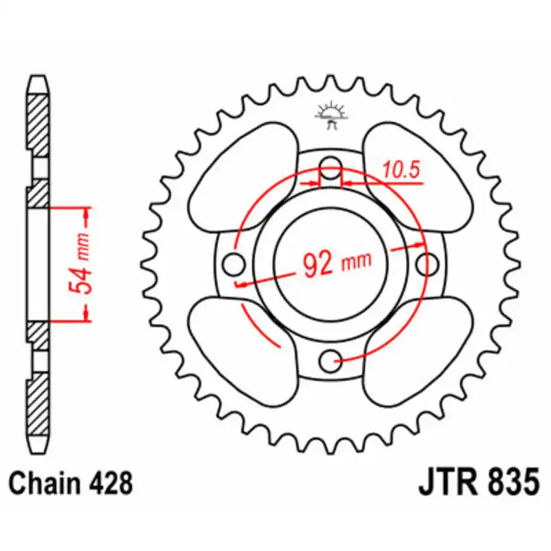 Marque Couronne JT SPROCKETS acier standard 835 – 428