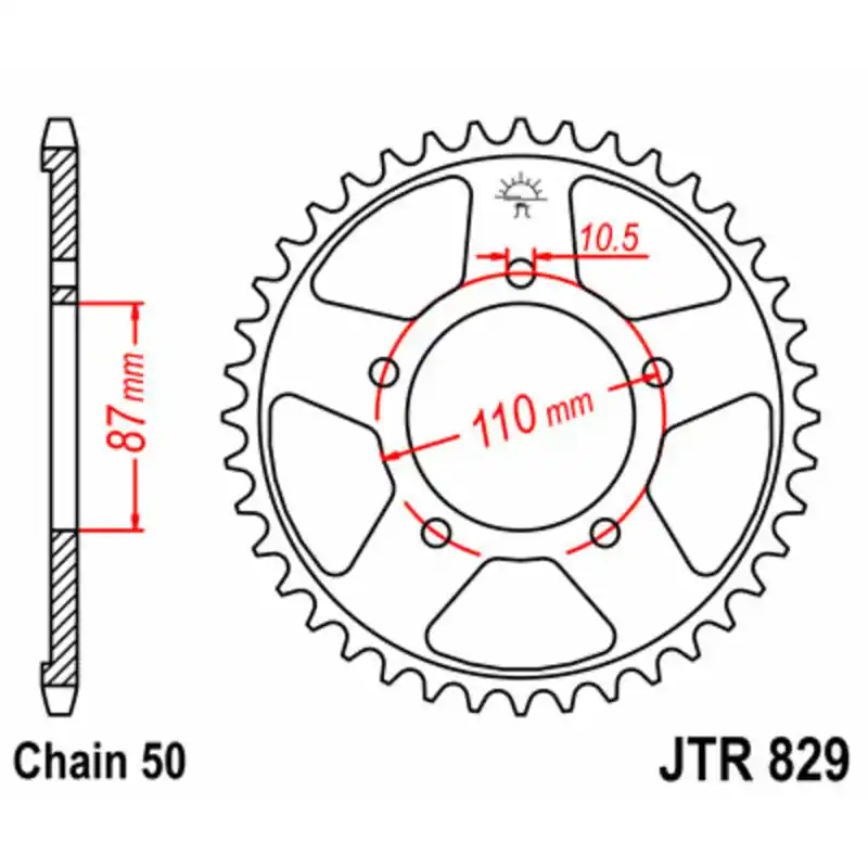 Couronne JT SPROCKETS acier standard 829 – 530 Expédition Rapide