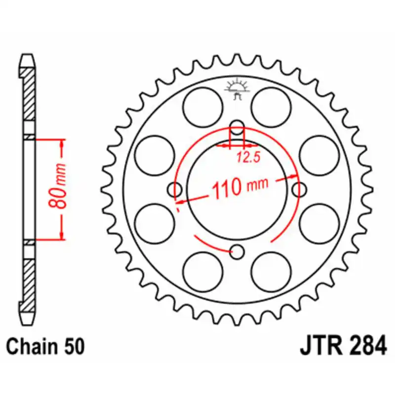 Couronne JT SPROCKETS acier standard 284 – 530 Quantité Limitée