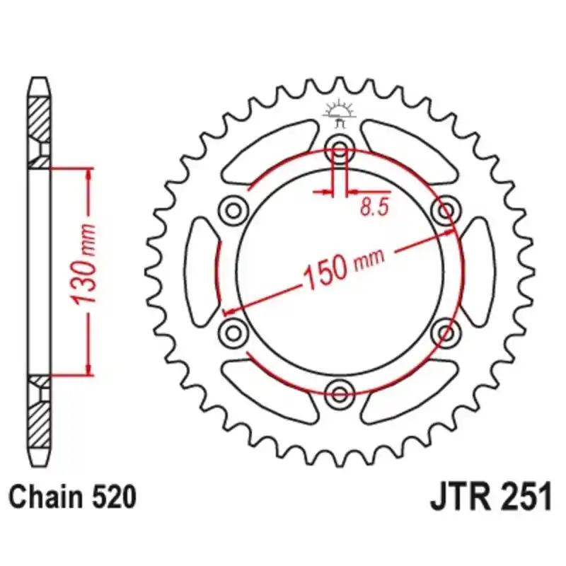 Nouvel Arrivage Couronne JT SPROCKETS acier anti-boue 251 – 520