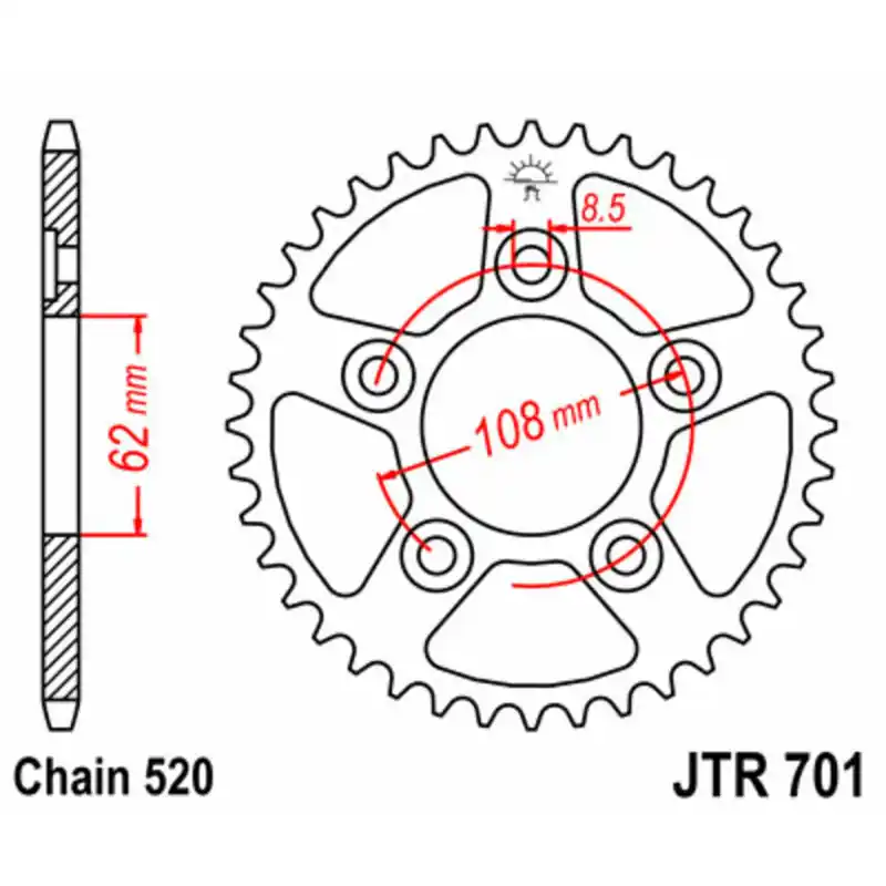 Meilleure Vente Couronne JT SPROCKETS acier standard 701 – 520