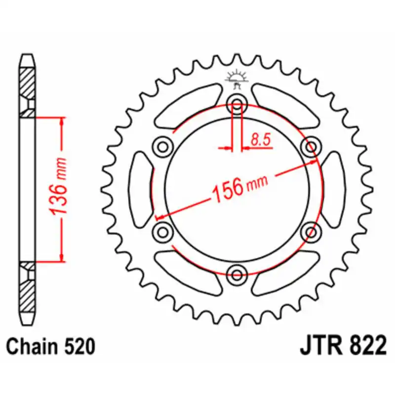 Expédition Rapide Couronne JT SPROCKETS acier standard 822 – 520