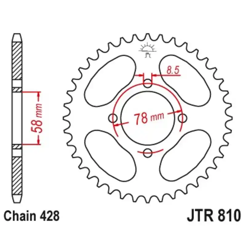 Couronne JT SPROCKETS acier standard 810 – 428 Must-Have