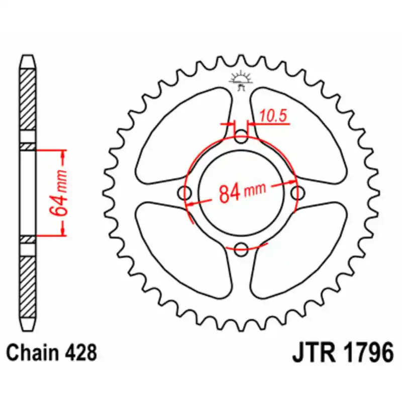 Couronne JT SPROCKETS acier standard 1796 – 428 Offre Du Jour