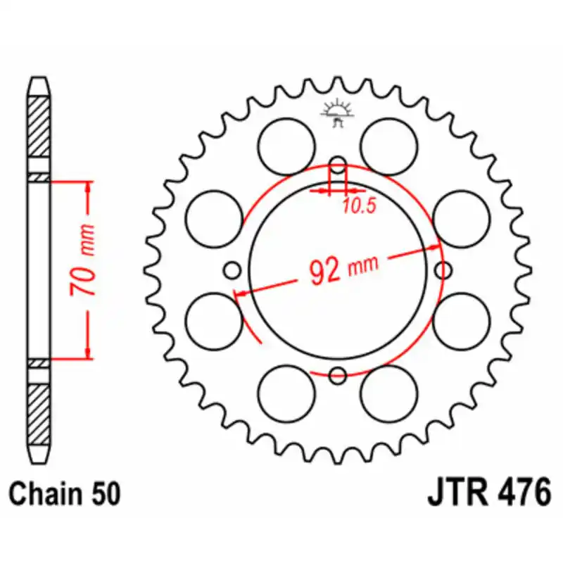 Couronne JT SPROCKETS acier standard 476 – 530 Meilleur Choix