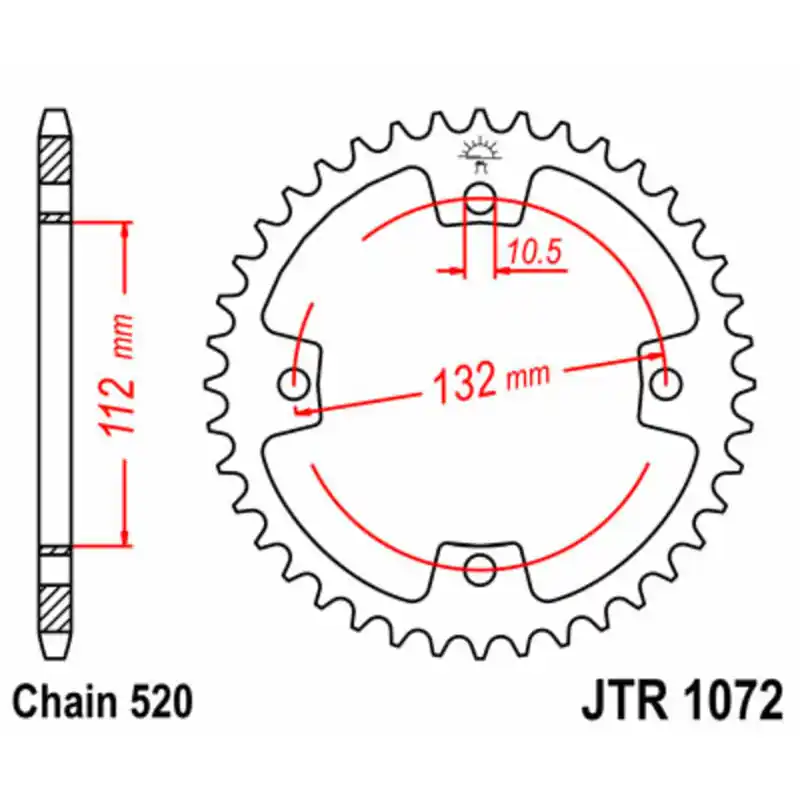 Couronne JT SPROCKETS acier standard 1072 – 520 Haute Qualité