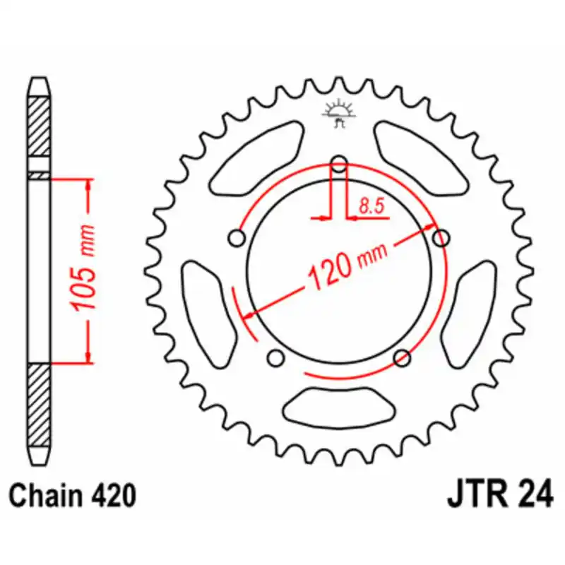 Couronne JT SPROCKETS acier standard 24 – 420 Meilleur Prix