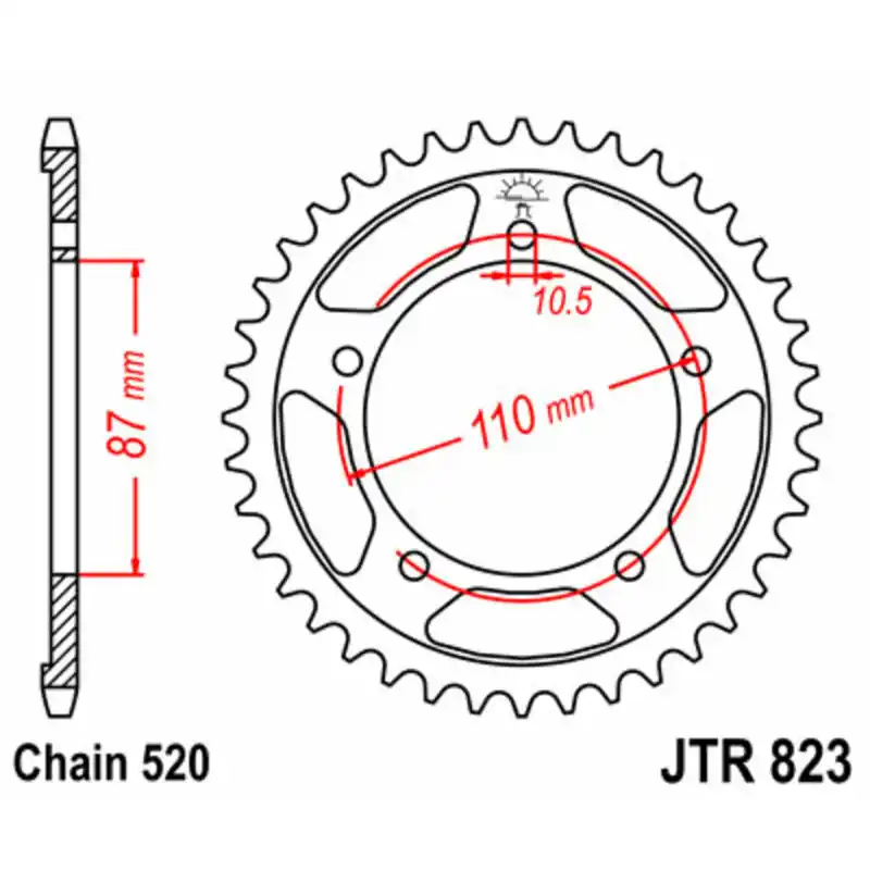 Couronne JT SPROCKETS acier standard 823 – 520 Achetez Aujourd&rsquo;hui