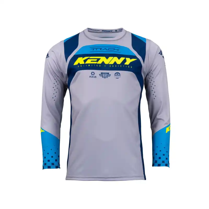 Maillot Cross KENNY TRACK FOCUS Enfant Bleu Jaune Fluo Retour Gratuit