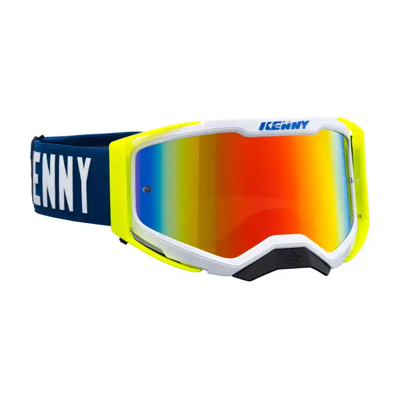 Masque Cross KENNY PERFORMANCE LEVEL 2 Bleu Jaune Fluo Haute Qualité