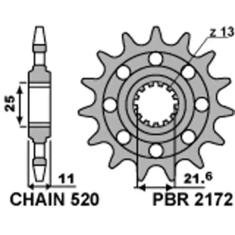 Prix Bas Pignon PBR Racing acier standard 2172 – 520