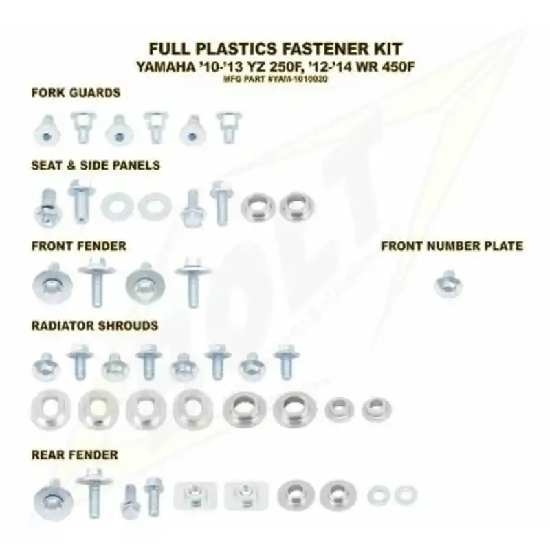 Kit vis complet de plastiques Bolt Yamaha YZ250F/WR450F Acheter Direct