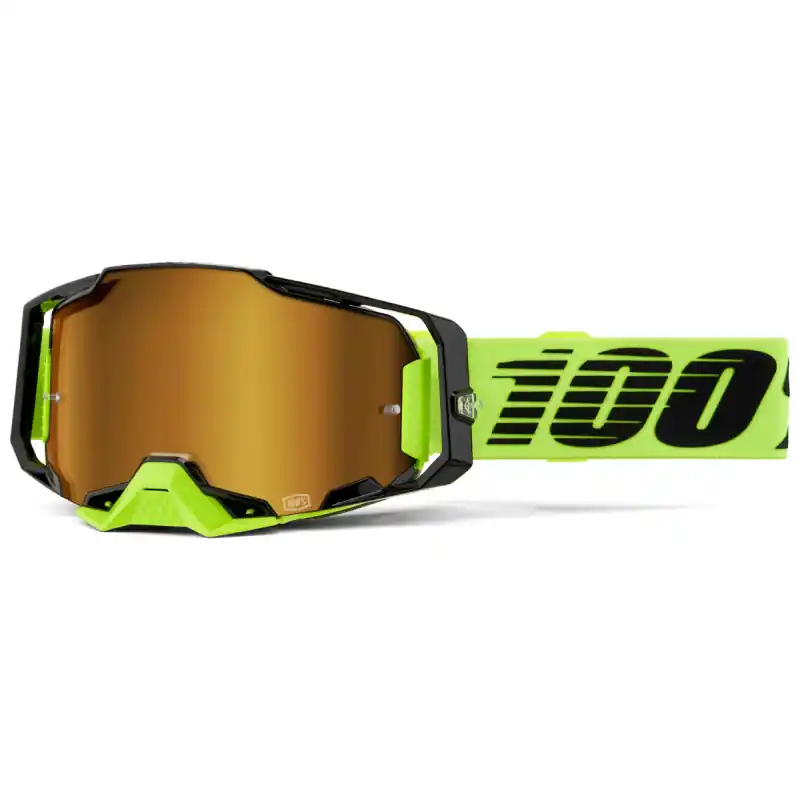 Masque Cross ARMEGA Jaune Fluo – Ecran Mirror Or Acheter En Ligne