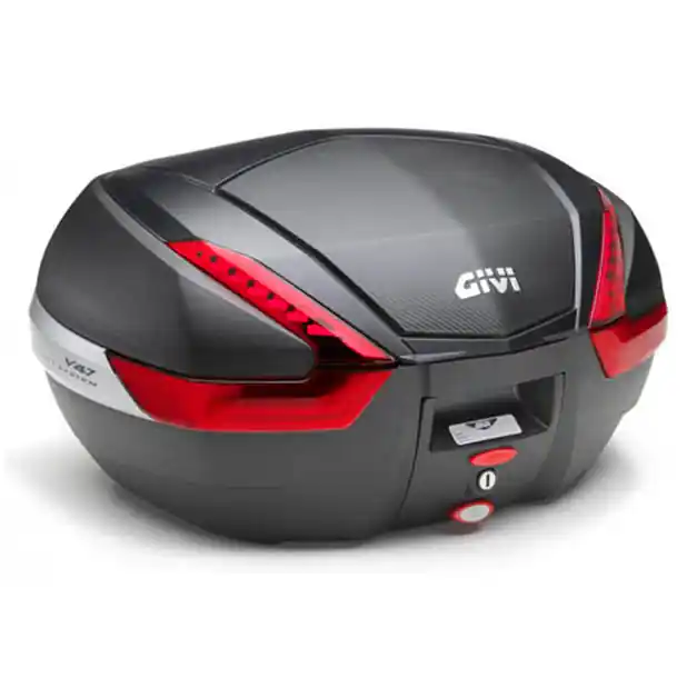 V47 MONOKEY Topcase 47 litres noir / carbone avec réflecteurs rouges d&rsquo;origine Givi Meilleur Choix