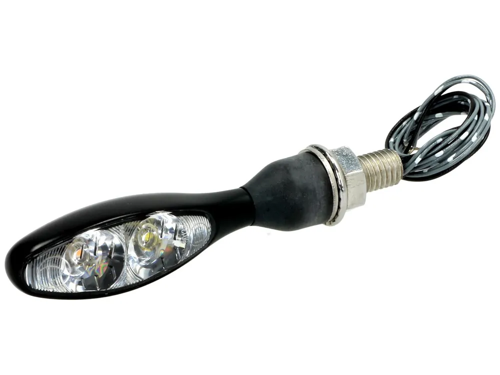 Réduction Clignotant Kellermann avec feu de position, Micro 1000 PL, acier, LED, VL/VR, 12 V, noir satiné