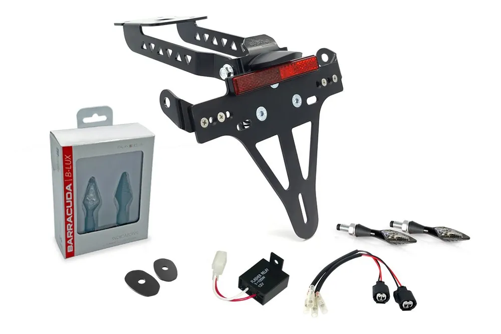Support de plaque d&rsquo;immatriculation (y compris les clignotants Barracuda avant + arrière) pour Kawasaki Z650 / Ninja 650 (20-) Meilleur Prix