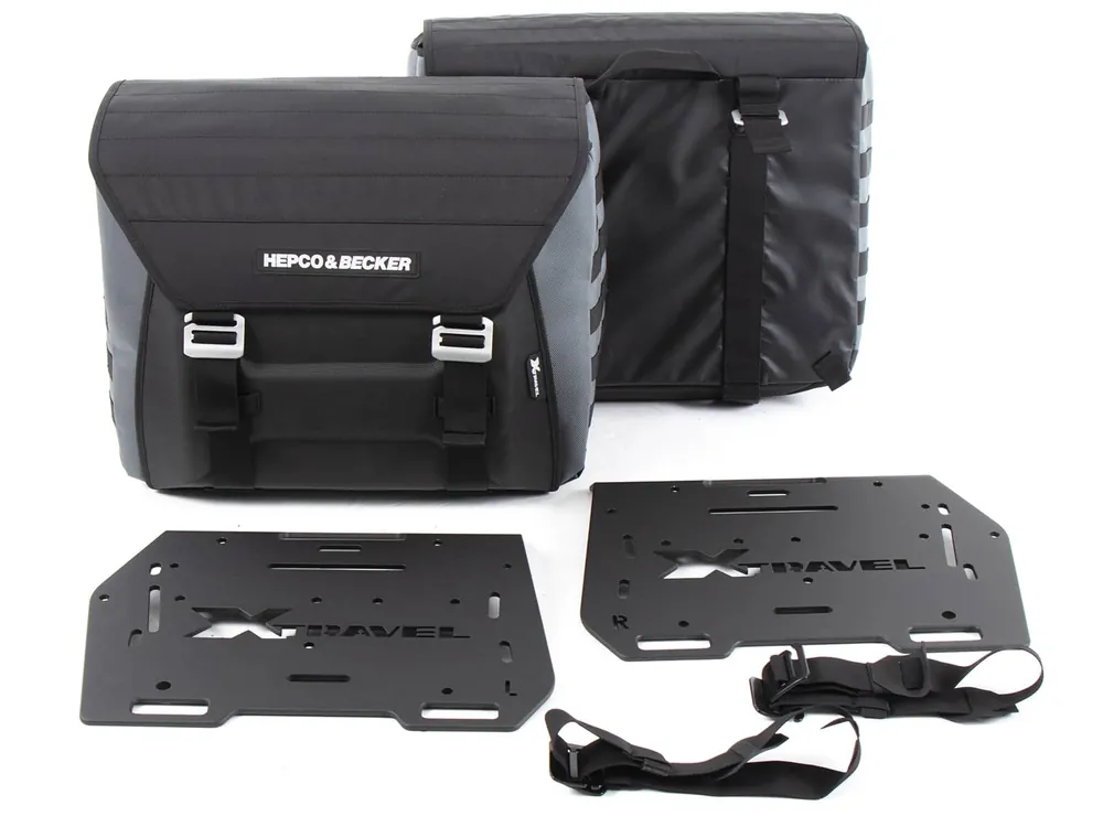 Commander Vite Kit de sacoches latérales Xtravel Basic y compris 2x plaque d&rsquo;adaptation universelle pour les supports de sacoches latérales tubulaires