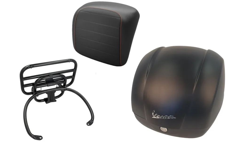 Seulement Aujourd&rsquo;hui Kit top case 36L noir mat (99/C), porte-bagages noir pour Vespa GTS 125/300/310