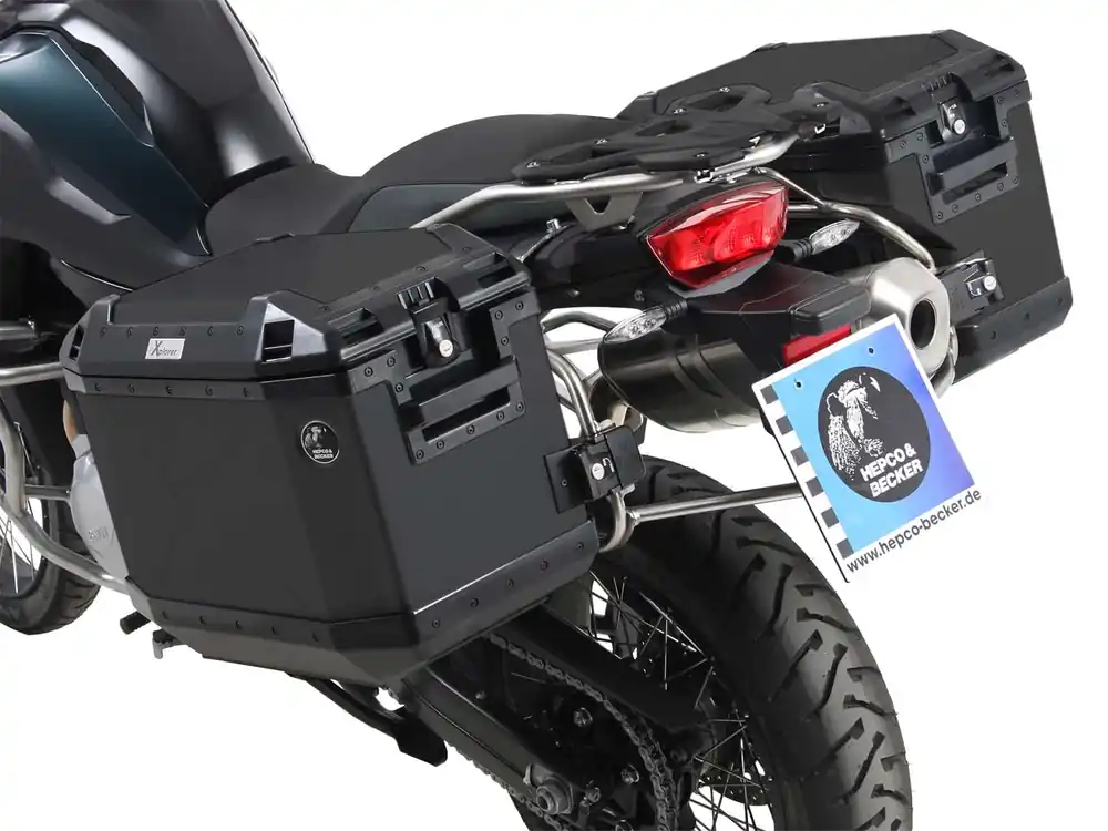 Vente Flash Kit de support de valise Cutout Support en acier inoxydable y compris kit de valise Xplorer Cutout noir pour BMW F 750 GS