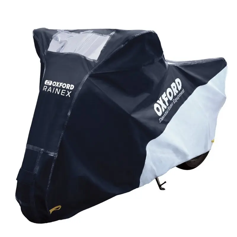 Top Vente Oxford Outdoor Abdeckplane Rainex Schwarz/Silber – Motorrad / Scooter – M