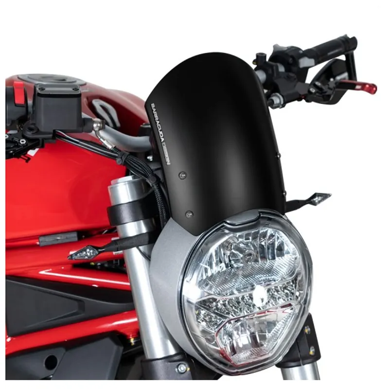 Prix Réduit Barracuda Windschild Aerosport Aluminium Schwarz für Ducati Monster 796