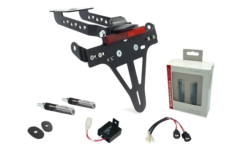 Produit De Marque alpha Technik Kennzeichenhalter-Blinker-Kit IDEA (vorne + hinten) für Kawasaki Z650 und Ninja 650 Ty