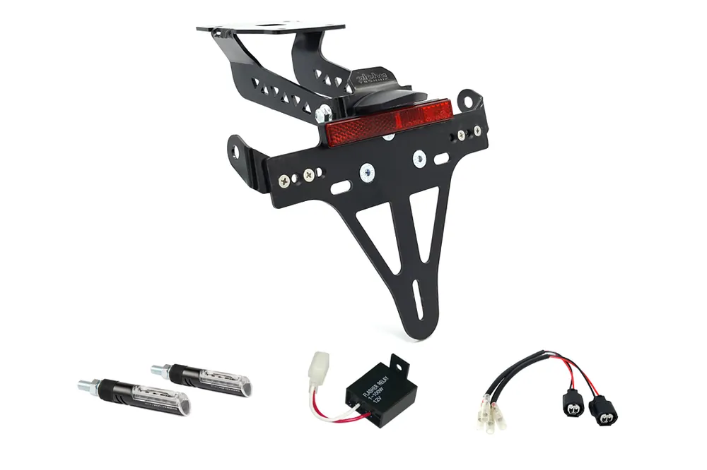 Vente Directe alpha Technik Kennzeichenhalter-Blinker-Kit IDEA für Kawasaki Z900 ab Modelljahr 2020- (Hinten)