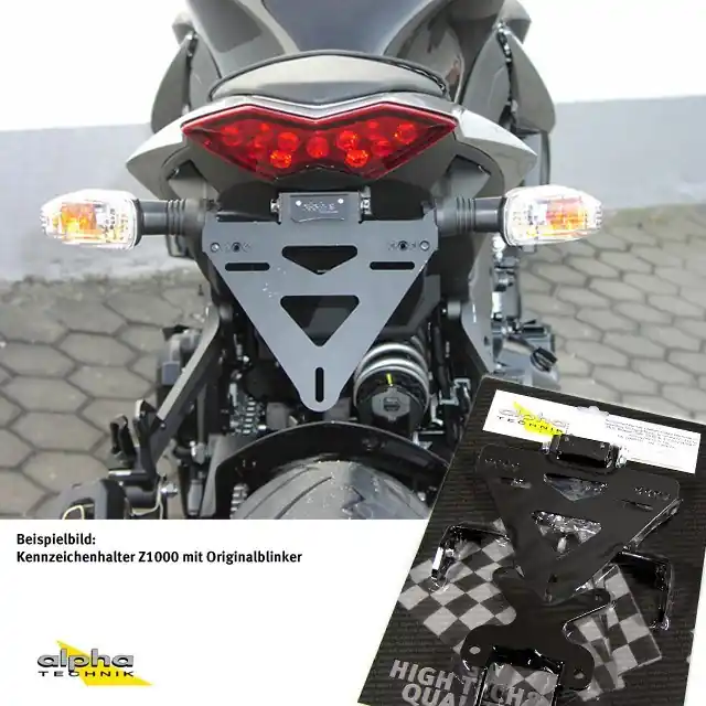 Retour Gratuit alpha Technik Kennzeichenhalter Kawasaki Z1000; Typ ZRT00D; Modelljahr 2010-