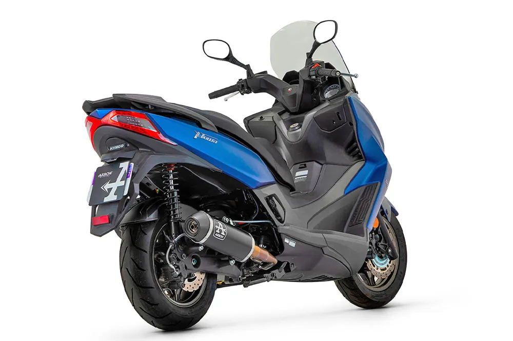 Soldes ARROW Auspuff DARK URBAN für Kymco X-Town 125 ab Modelljahr 2021-, Edelstahl-Endkappe