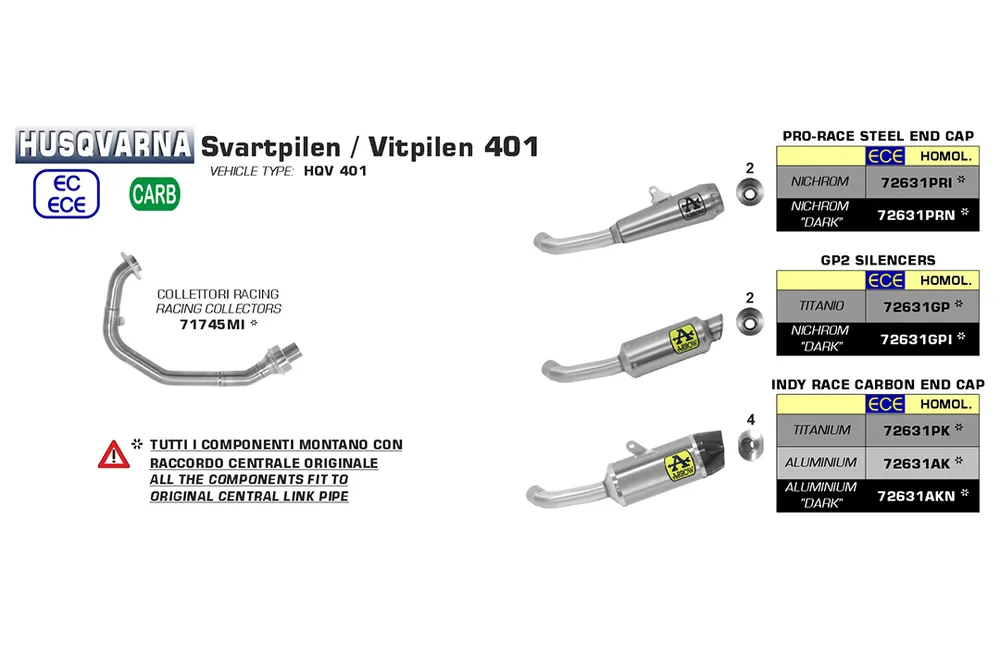 ARROW Auspuff PRO RACE für Husqvarna Svartpilen 401 / Vitpilen 401 2020-, Edelstahl Dernière Chance