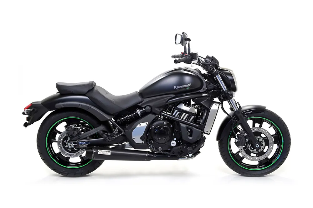 ARROW Auspuff Komplettanlage DARK REBEL mit Aluminium-Endkappe für Kawasaki Vulcan S 650 2021-2023 Usine Directe