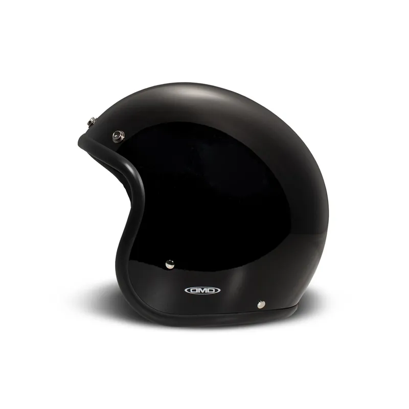 DMD casque jet rétro, noir, brillant, Solid Black,fibre de verre, ECE 22.06 XS Réduction