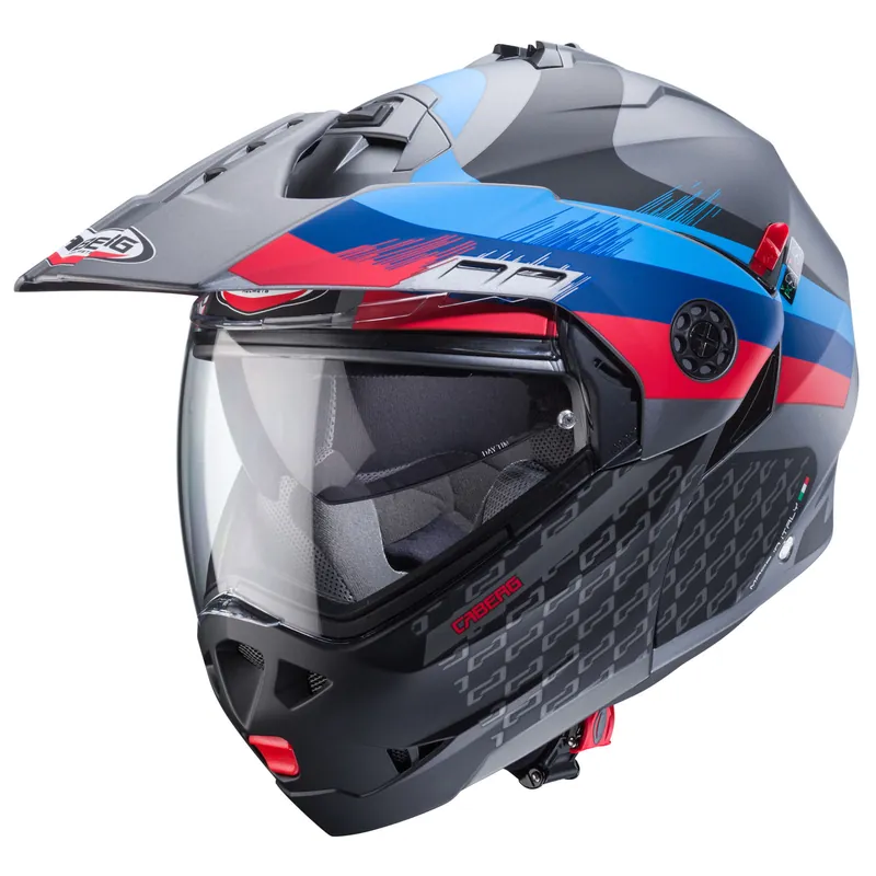 Offre Du Jour Caberg casque Tourmax X Sarabe mat-gun metallic/noir-bleu-rouge XS